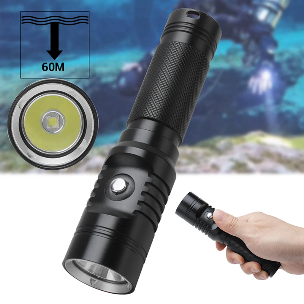 Powerful Underwater Diving Flashlight Waterproof Scuba Touch 21700 Battery