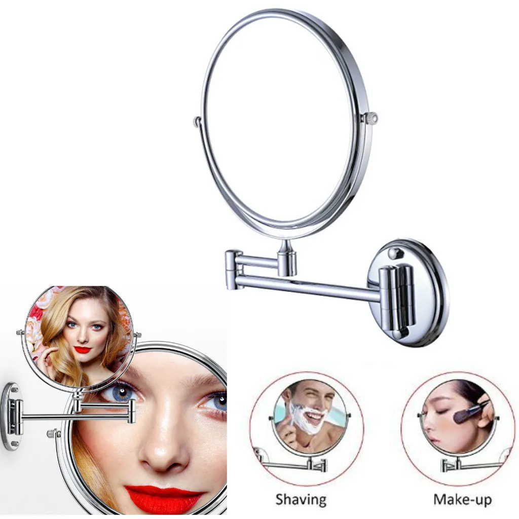 8 Inch Double-Sided Swivel Wall Mount Vanity Mirror, 5x Magnification Swivel 12