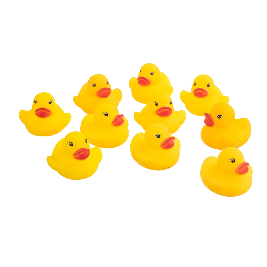 10 Pcs Yellow Baby Children Bath Toys Cute Rubber Squeaky Duck Ducky