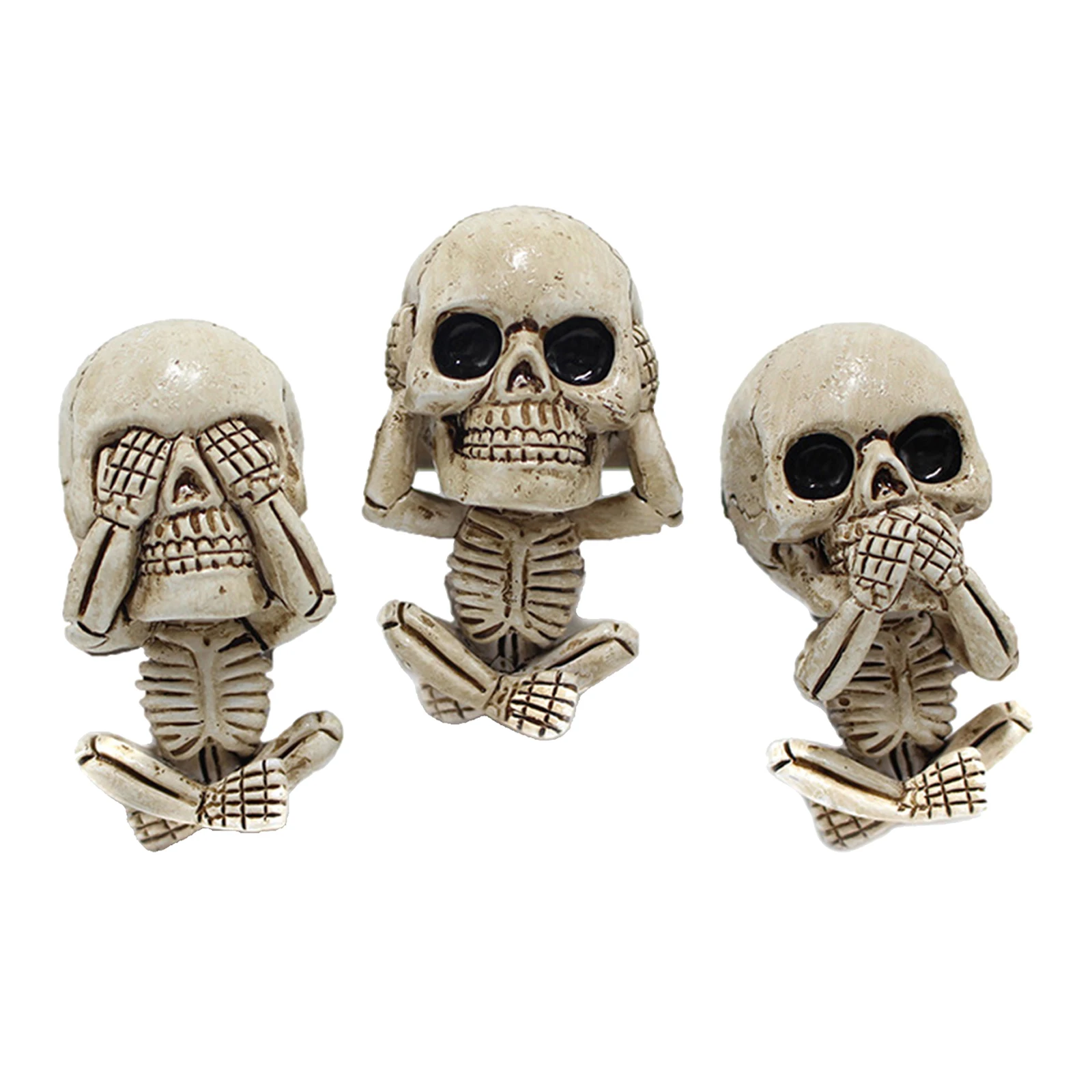 3 Piece Skull Statue Car Air Vent Clip Mount Skeleton Figurine Air Freshener