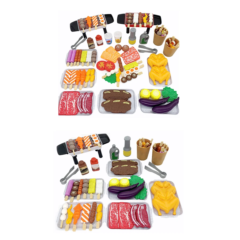 Backyard Picnic Kitchen BBQ Playset Pretend Play Food Toy Grill Barbeque Cooking Tools Role Gifts