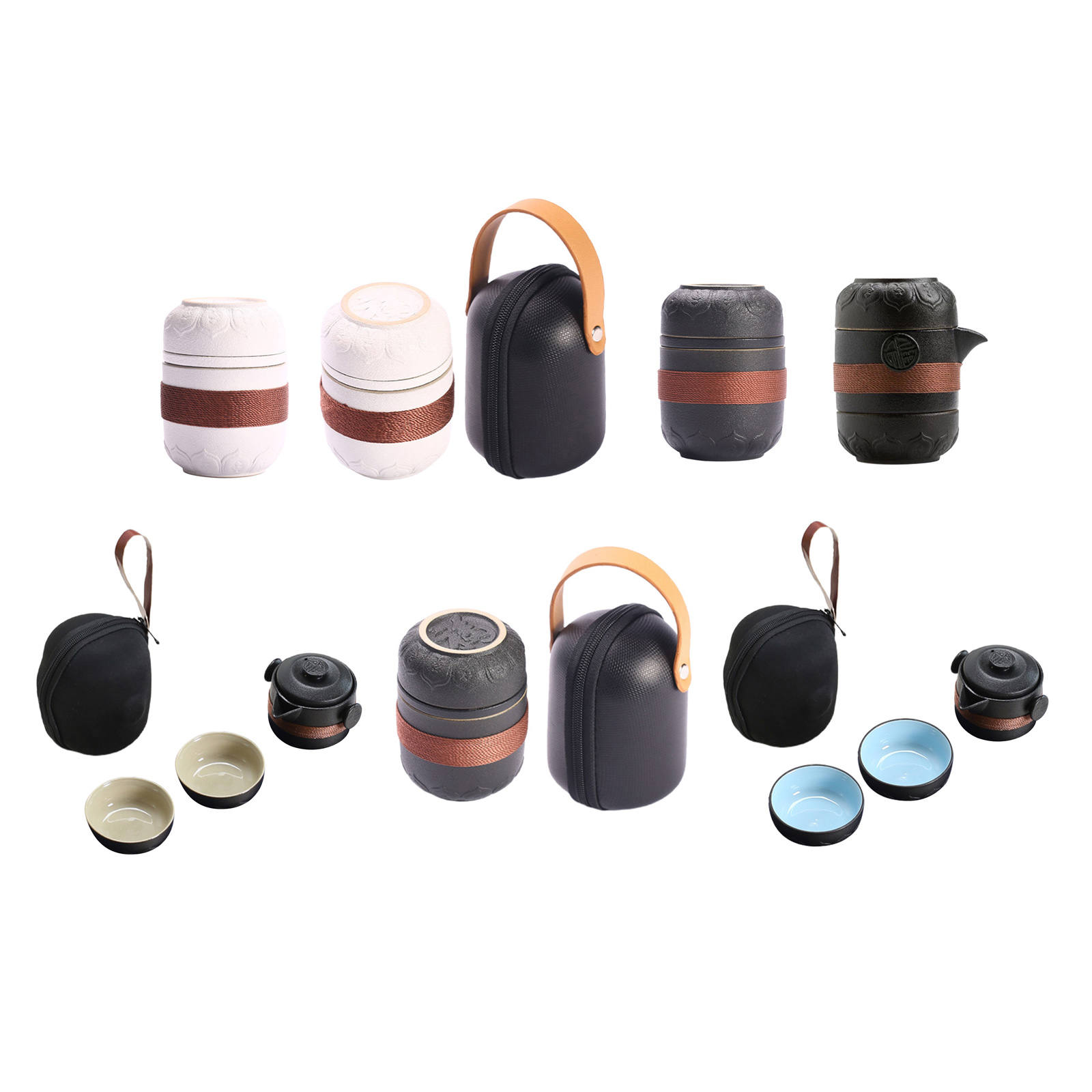 Portable Travel Tea Set Ceramic Crockery Gongfu Tea Infuser Handmade Teacups Tea Set Chinese Drinkware for Outdoor Trip Adults