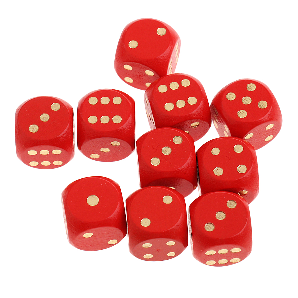 10 Pieces D6 Dice Set Wooden Dice with Rounded Corner Six Sided Dice 30mm Cube Accessories