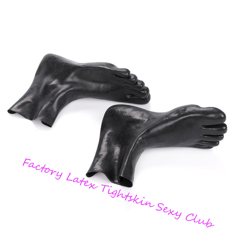 Unisex 5 Toes Latex Socks Short Ankle Fetish for Men Women Wear with Handmade Rubber Catsuit BodySuit Hood Color Black ,Red