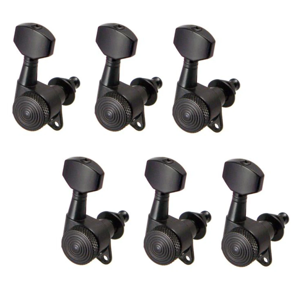 6 Pieces 6R Tuning Pegs Machine Heads Tuning Pegs Locking Tuners Keys for Electric Acoustic Guitar Black