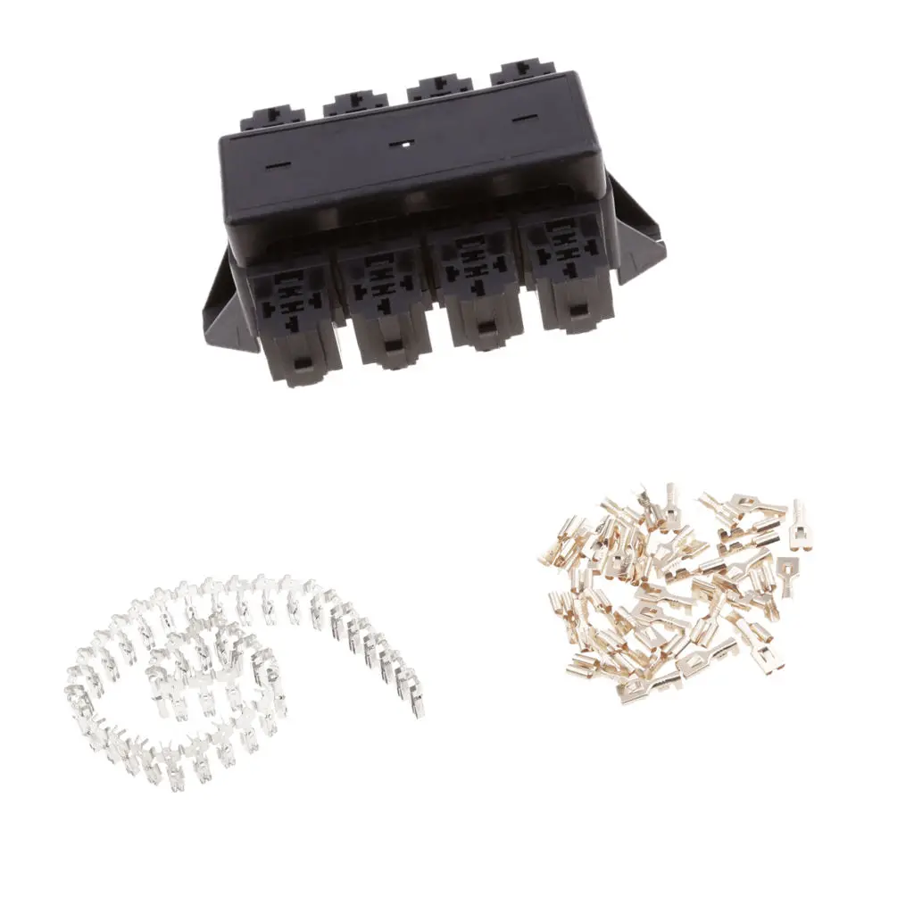 Car Vehicle 20 Blade Fuse 8 Relay Holder Block Assortment Electronic Parts Great for Garage Auto Shop Plastic