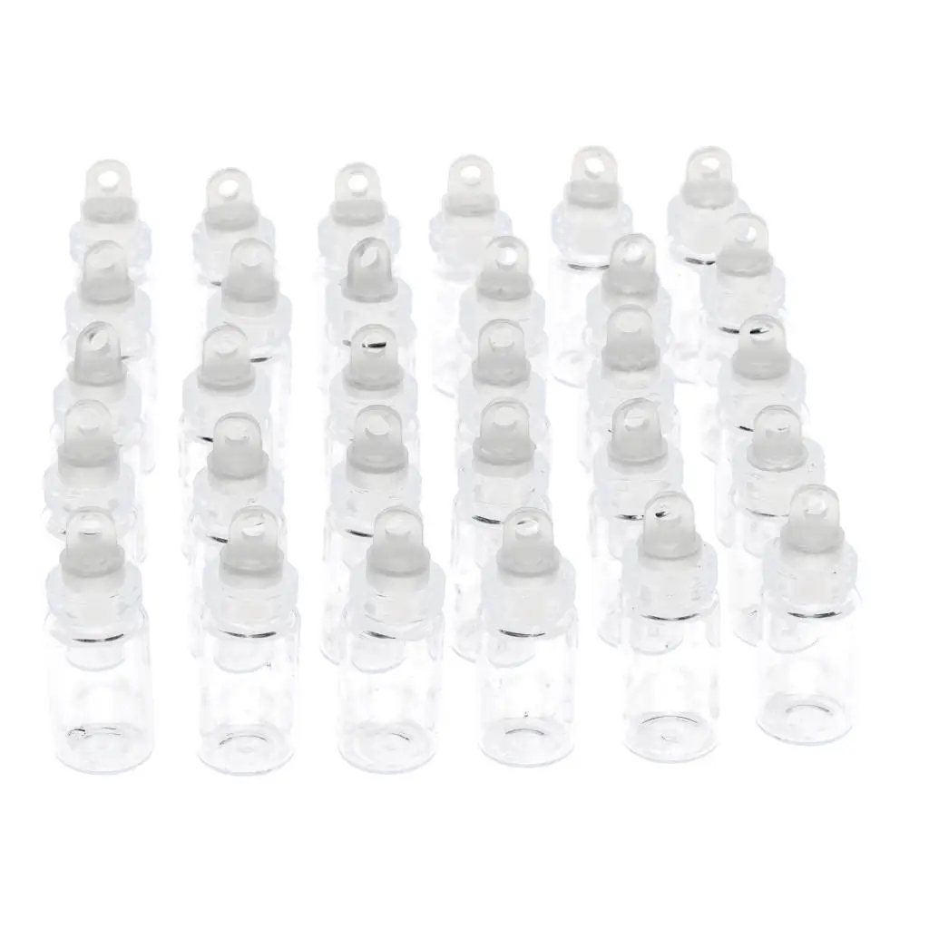 30 Pieces Mini Clear Glass Jars Essential Oil DIY Pendant Decoration Wishing Lucky Bottle - 1/2ml
