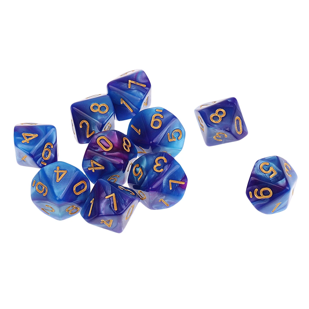 10pcs 10 Sided Dice D10 Polyhedral Dice for   MTG RPG Table Games