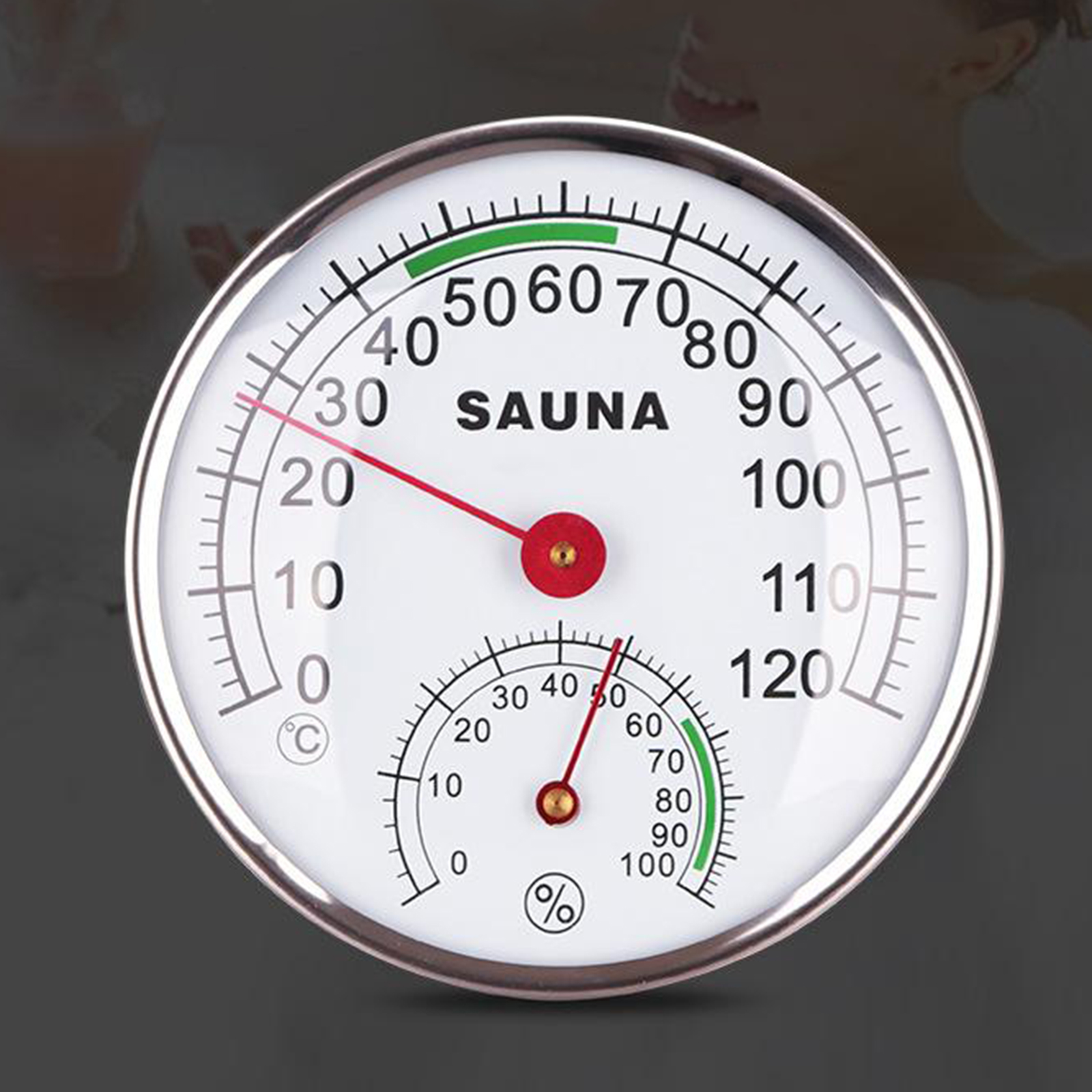 Round Sauna Hygrothermograph Thermometer Hygrometer Humidity and Temperature Measurement Meter 0-12℃ for Steam Room, 12.5cm
