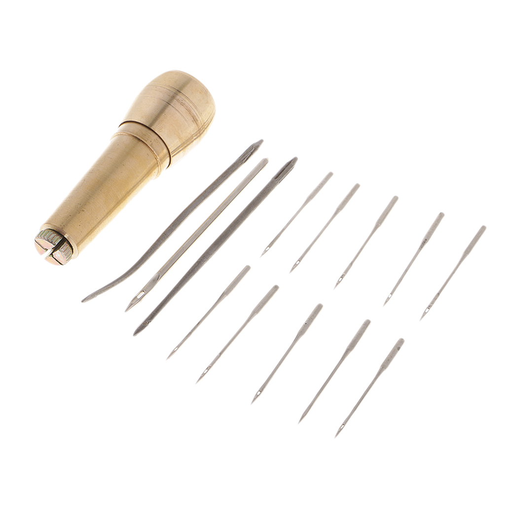 14 Pcs Copper Handle Needle Awl Set Shoes Repair Leather Canvas Fabric