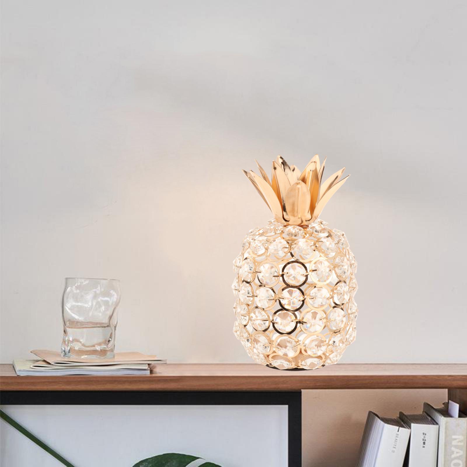 Sparkling Crystal Studded Pineapple Ornament Figurine Tabletop Statue Decor