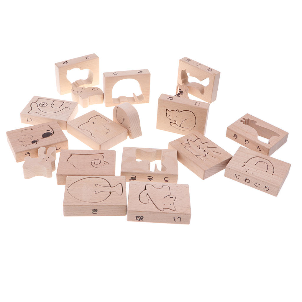 Solid Wood Animal Blocks Balance Game Set Kids Educational Toy - Forest Park