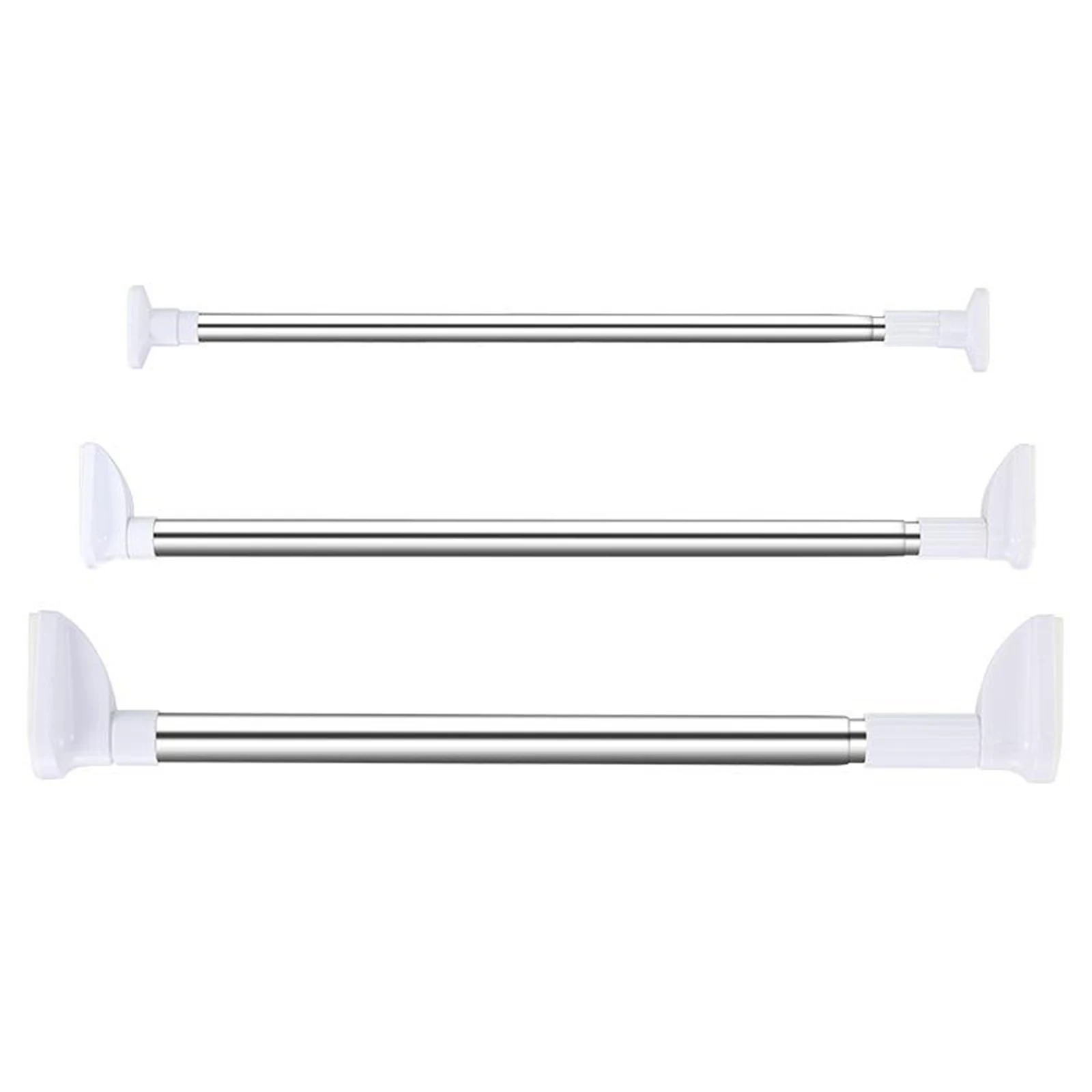 Tension Curtain Rod Adjustable Rail Pole Net Rods Anti-Slip Steel 50-160cm
