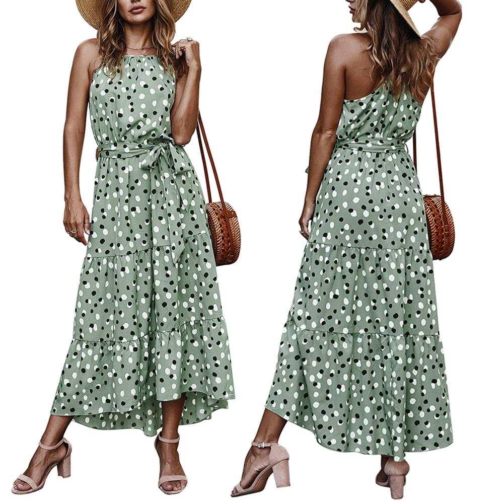 verão boho sem mangas vestido longo bainha