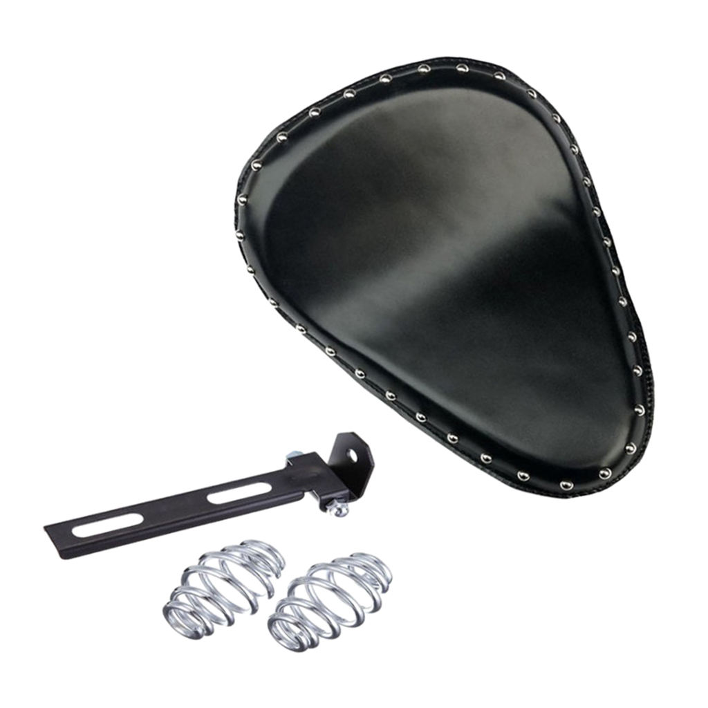 Rivet Motorcycle Leather  Driver Seat for Harley for Kawasaki BLACK