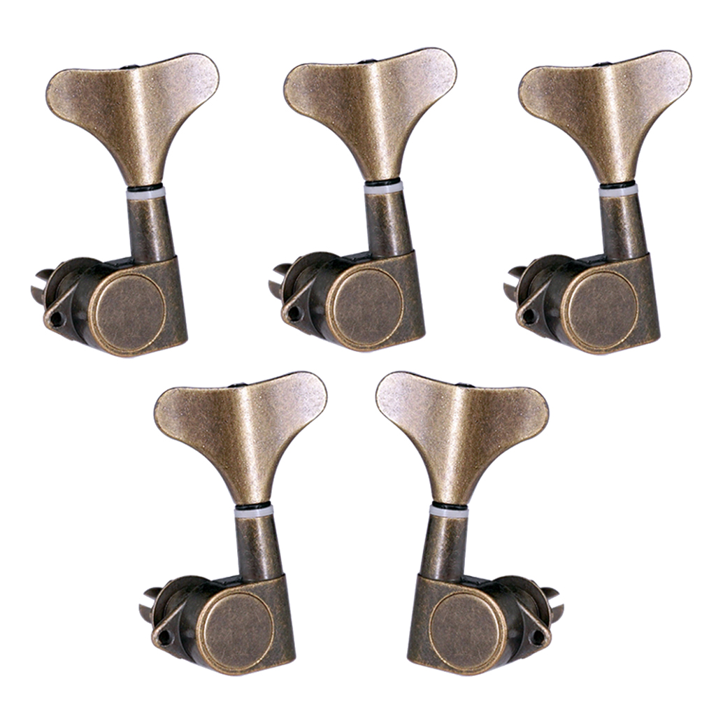 5 Pack of Electric or Acoustic Guitar String Tuning Pegs Machine Head (4 for Left + 1 for Right), Bronze, 2.17-2.20 inch