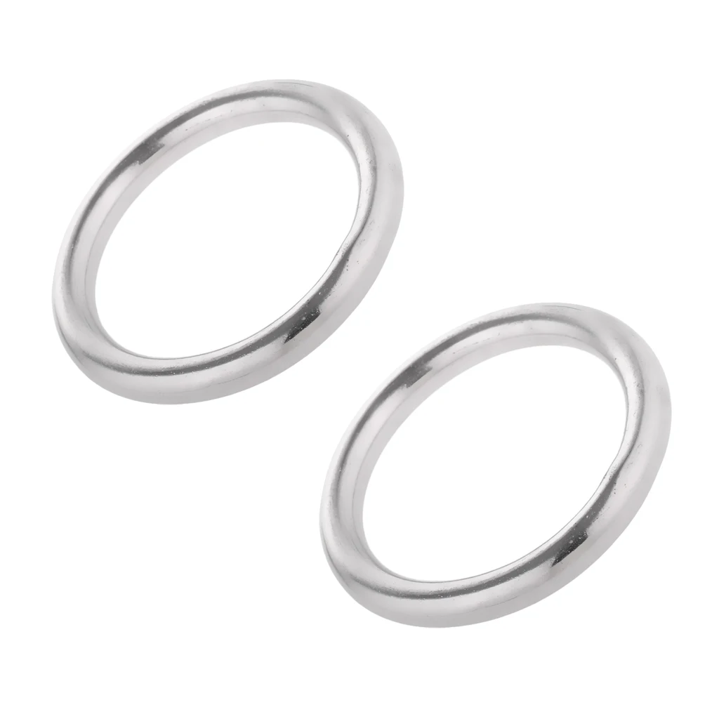 1 Pair Stainless Steel Soldier Ring Soldier Ring O Ring Round Polished Circle O Ring Welding Diving Marine Boat 