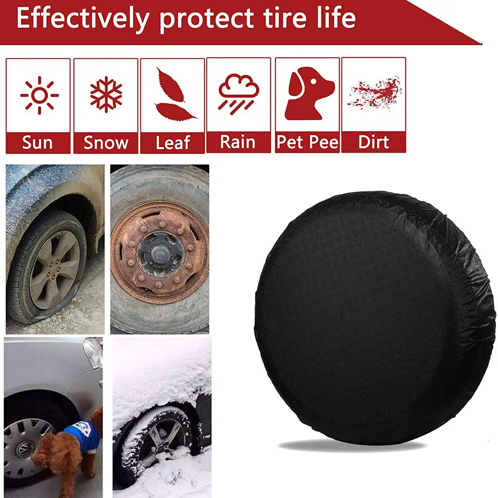 4pcs Tire Covers Tire Wheel Protectors for Truck, SUV, Trailer, Camper, RV - Universal Fits Tire Diameters 27-29inch, Black