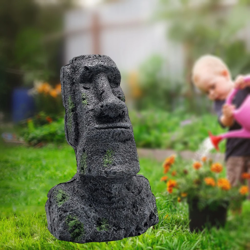 Aquarium Moai Sculpture Easter Island Statues Landscape Office Ornaments