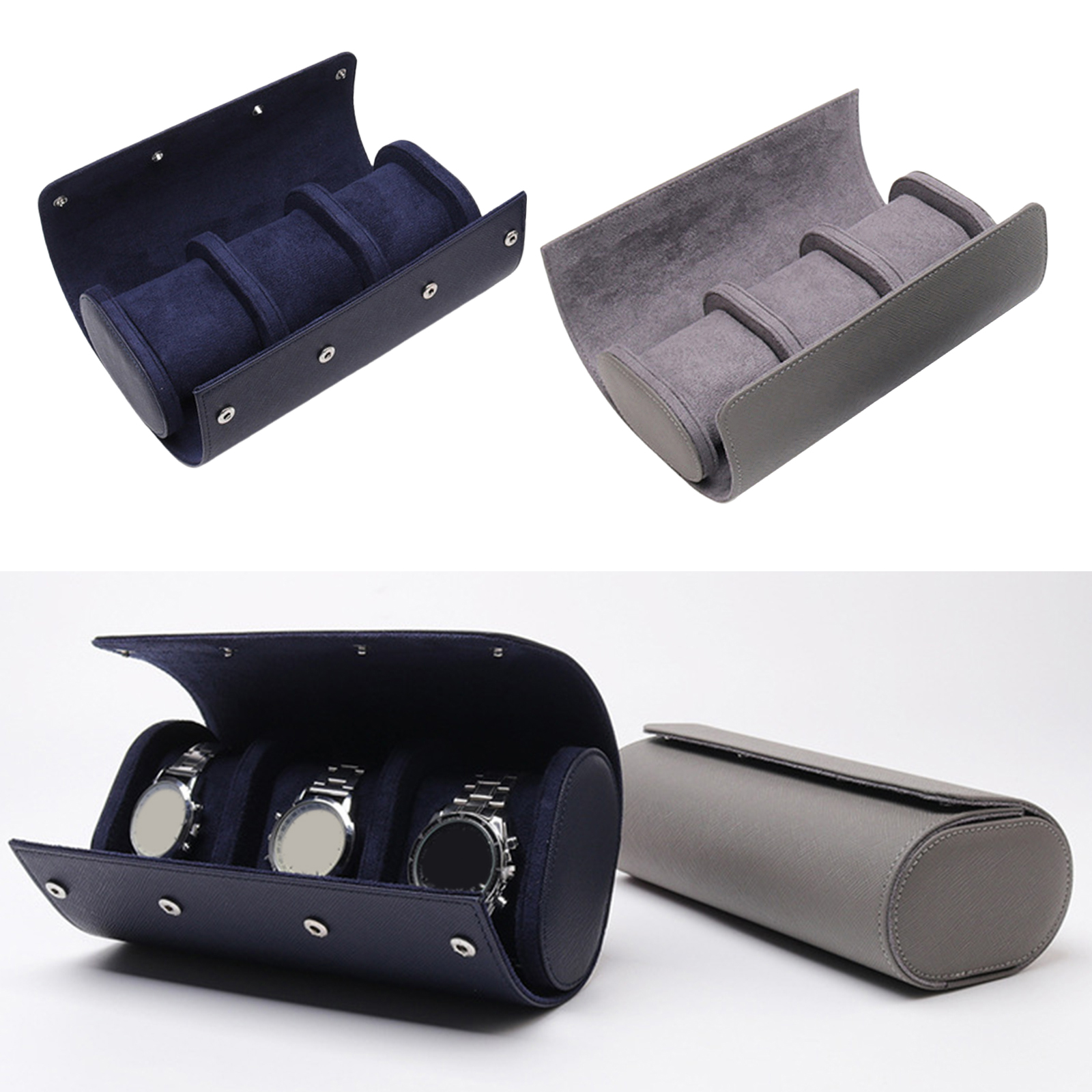 Leather Watch Display Box Roll 3 Slot Wristwatch Jewelry Storage Case Travel