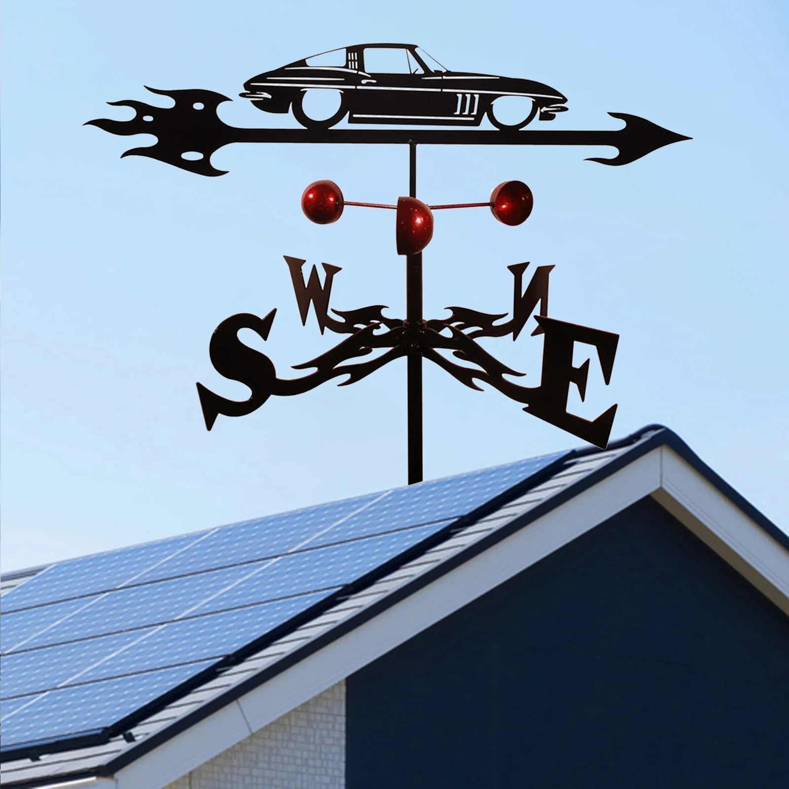 Decorative Weathervane Cool Roof Wind Vane Rustic Garden Iron Art Ornament