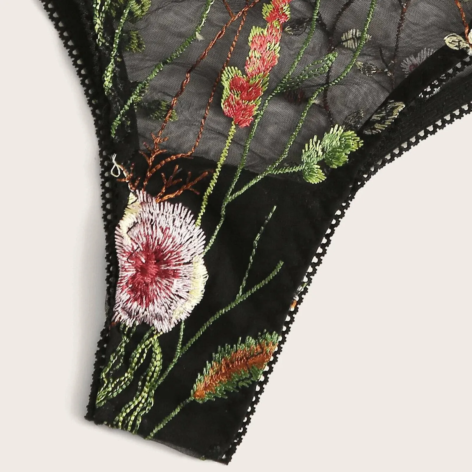 bralette sets Women Lingerie Sexy Plus Size Female Flower Embroidery Transparent Bra Thong Sexy Underwear Porno Lingerie Set See-through Lace black underwear set