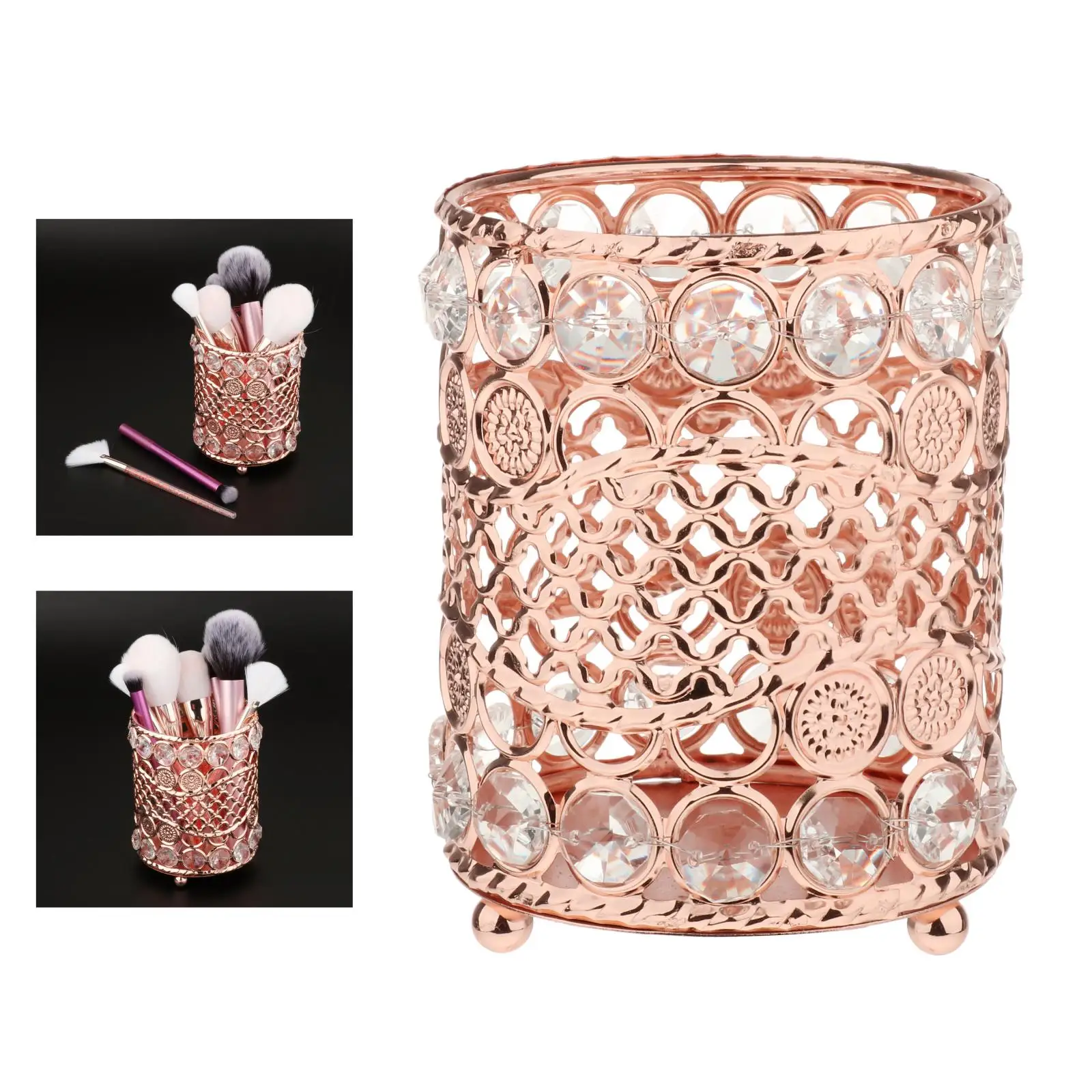 Crystal Makeup Brush Holder Organizer Storage Bucket Eyebrow Pencil Pen Cup