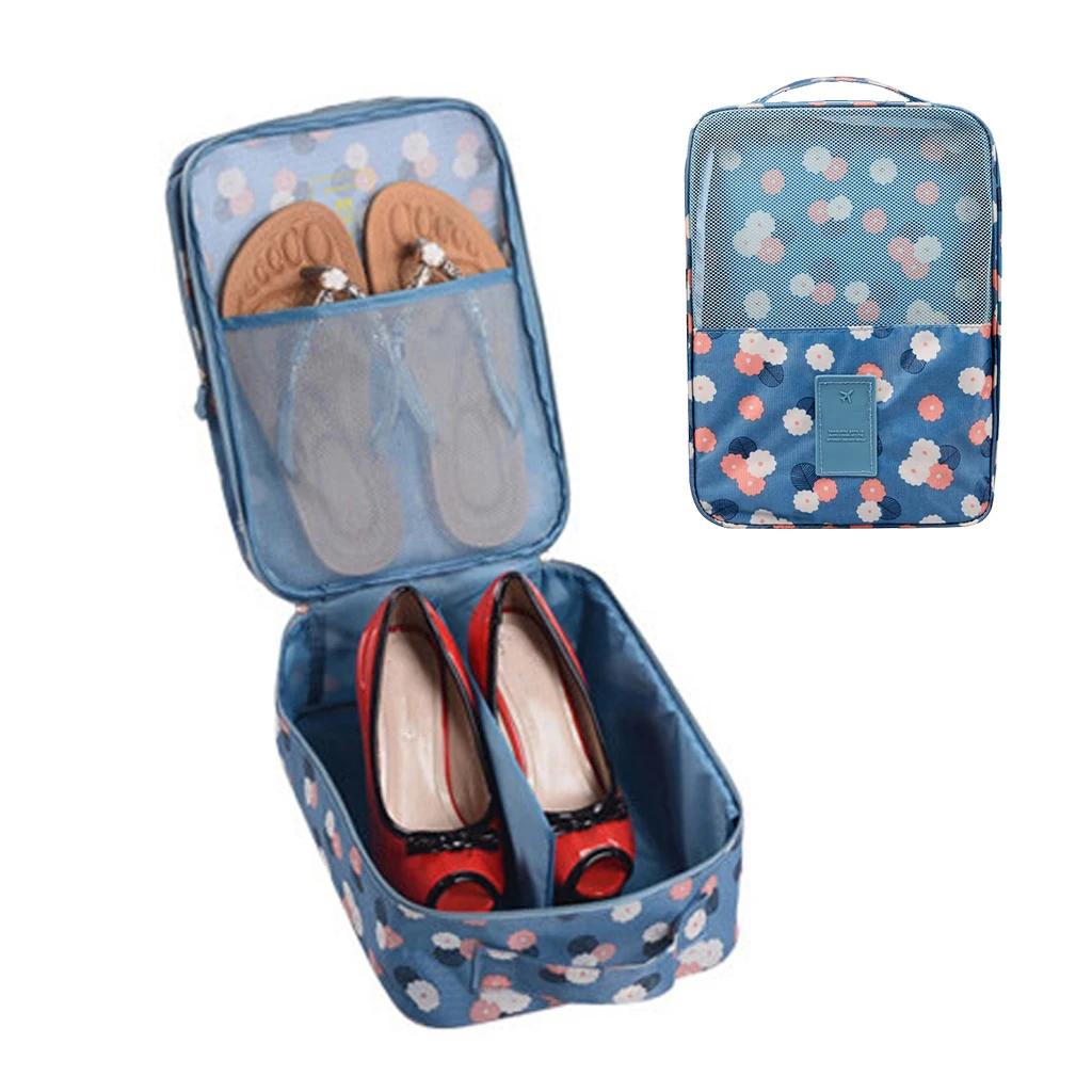 Portable Travel Shoe Bags Dust-proof Nylon Shoe Storage Pouch Space Saving Organiser with Zipper Closure for Gym Swim