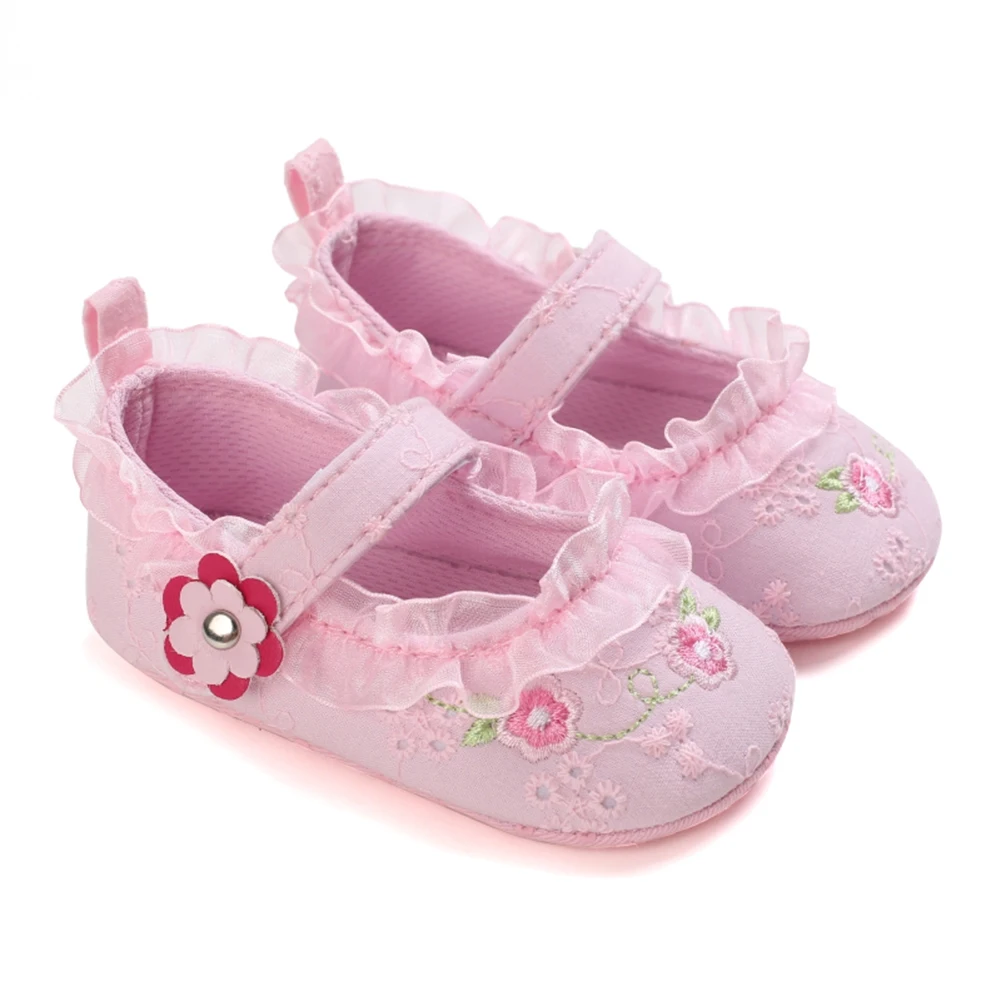 Cute Baby Toddler Shoes Girl Soft Sole Mary Jane Lace Anti-slip Shoes 0-18 M 