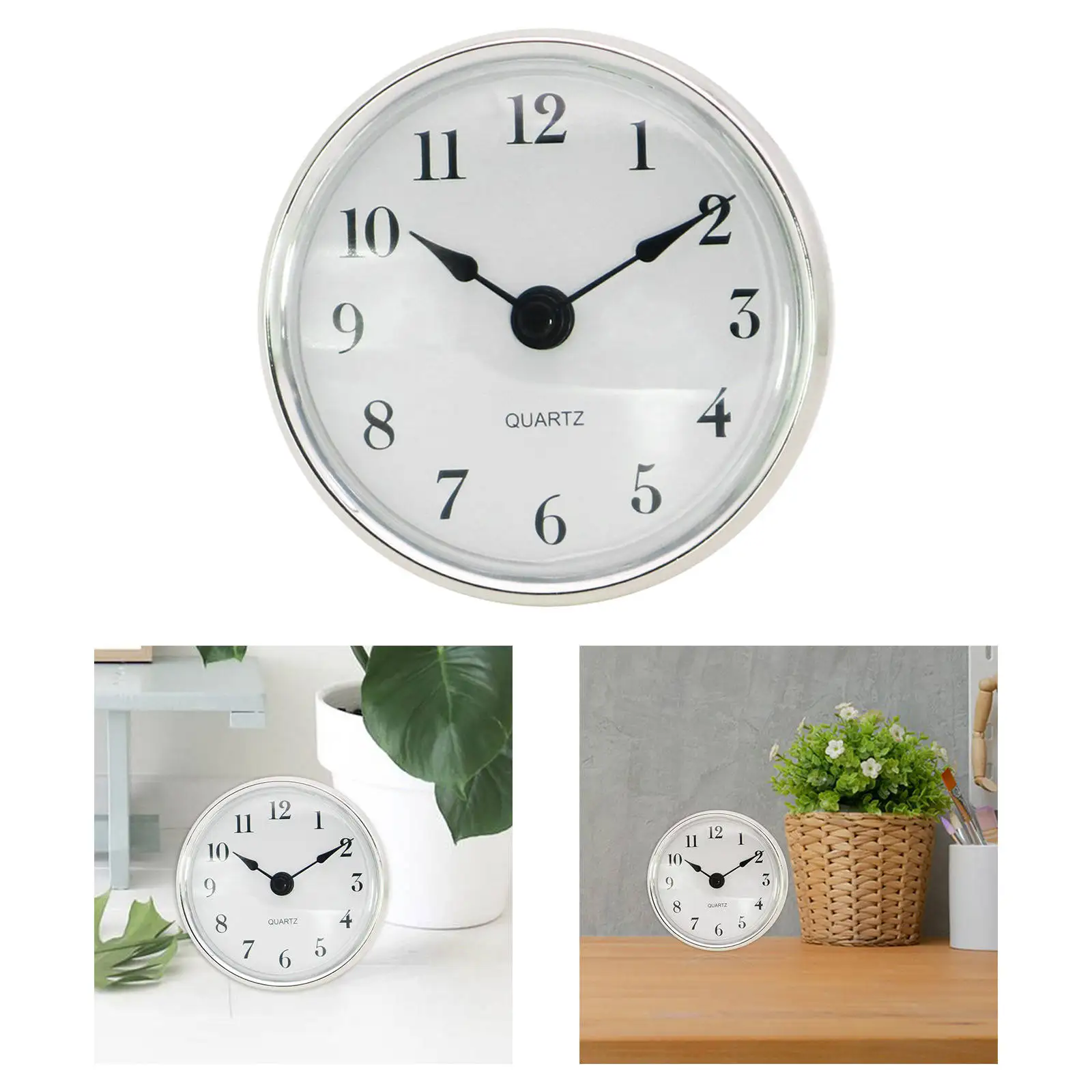 Round 3-1/8 inch(80mm) Quartz Clock Insert Quartz Clock Round Clocks Desk Clock Mechanism with Arabic Numeral Clocks for Home