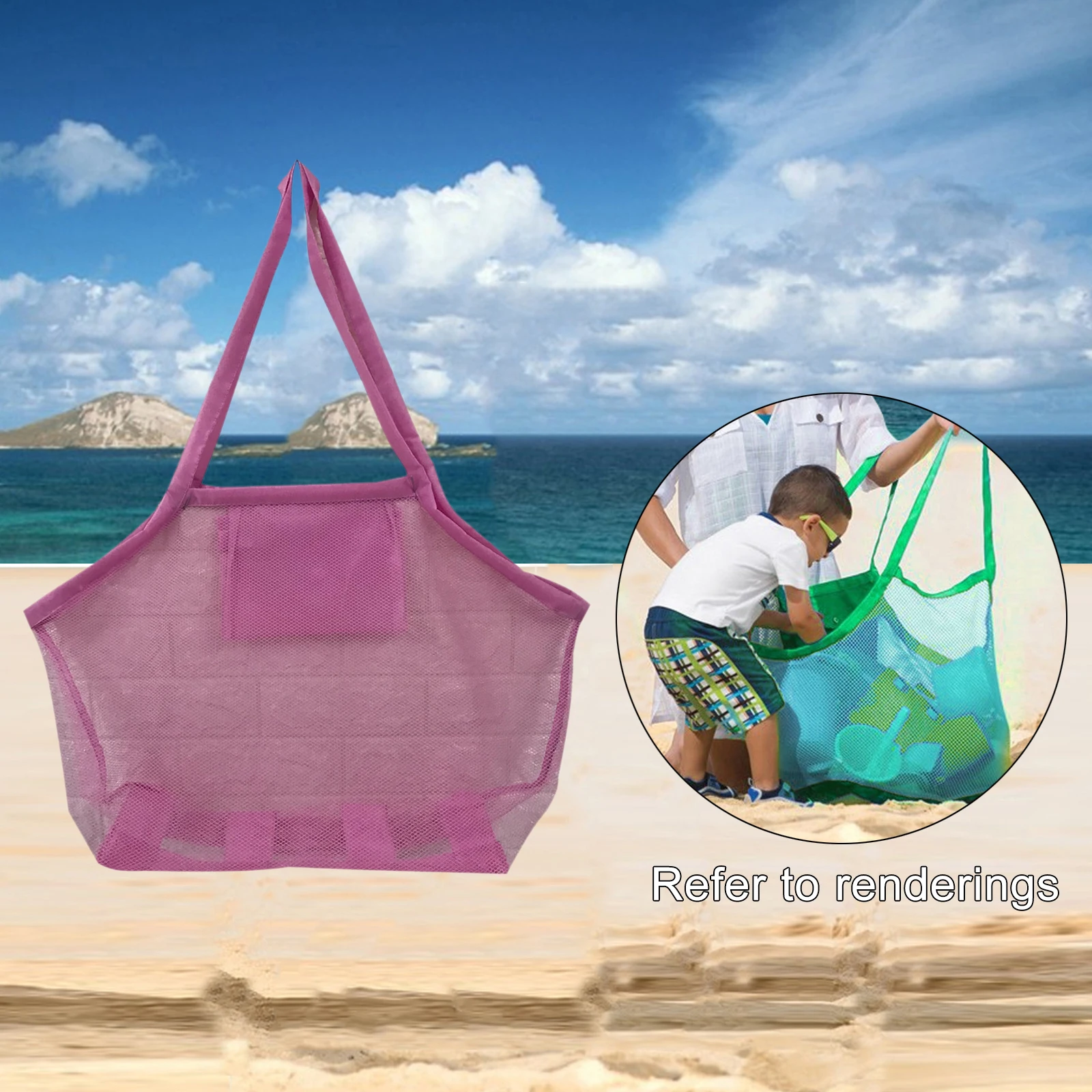 Large Mesh Beach Bag Sand Away Summer Swimming for Kids Toy Bag Organizer