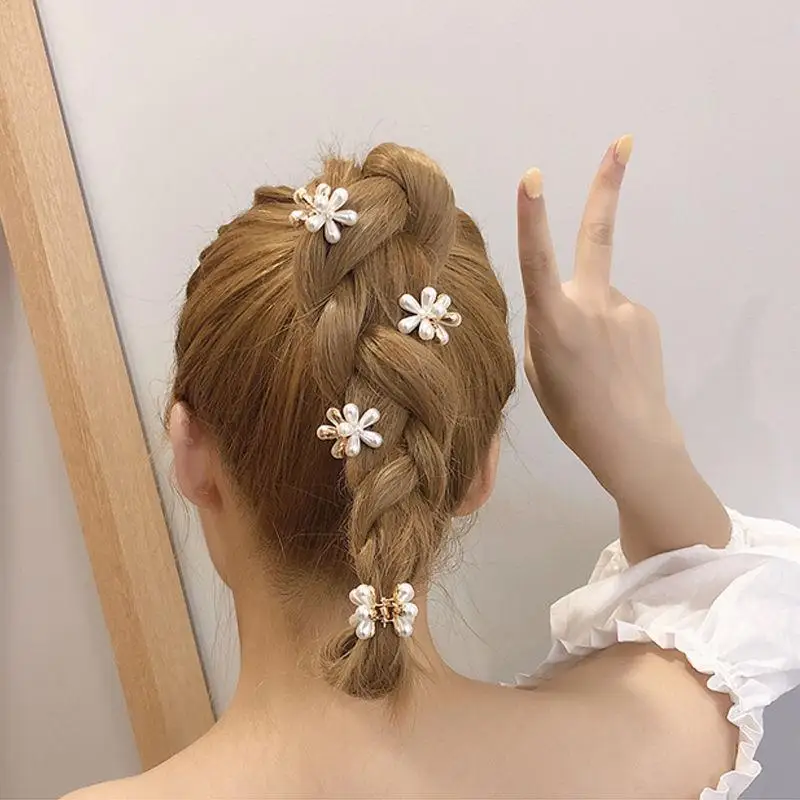 Sweet Pearl Flower Hair Clip Hairpin Camellia Cute Girl Heart Clip Back Head Headdress Bangs Clip Hairpin Hair Accessories bride headband