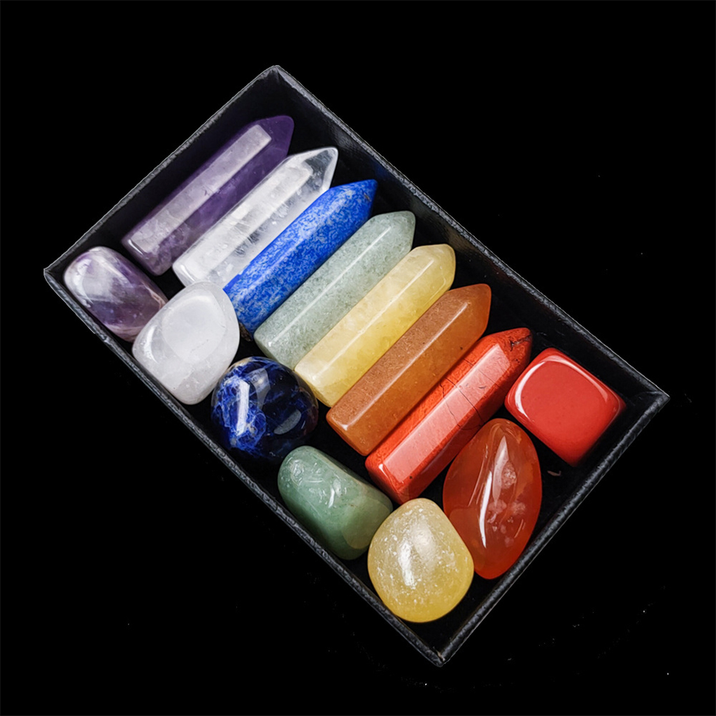 Multi-colored Crystal Energy Stones Topaz Gems Yoga for Aquarium Gift Box
