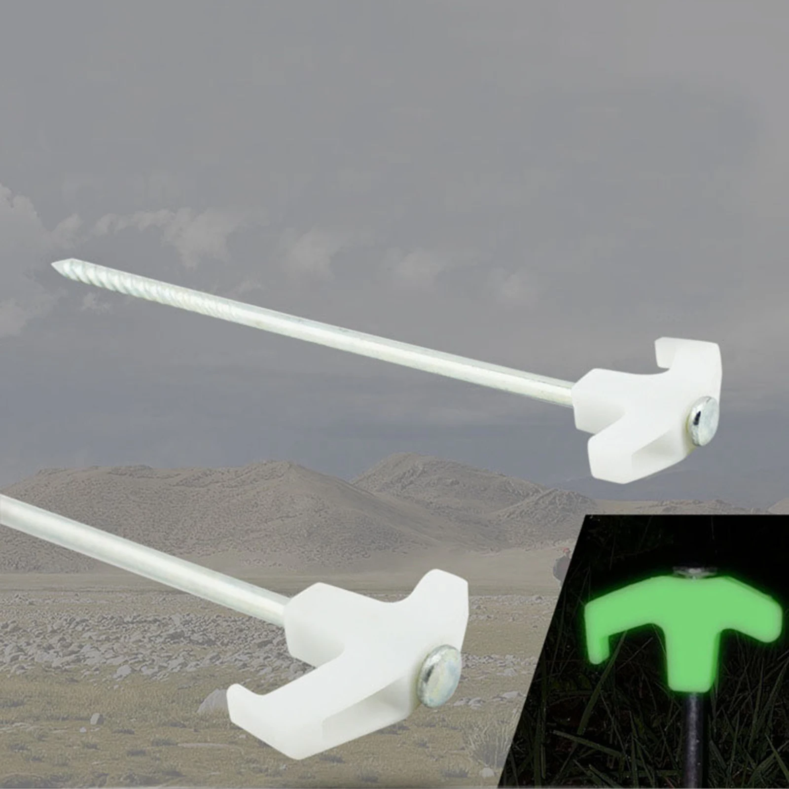 Glow in The Dark Ground Tent Pegs Outdoor Safety Camping Tarpaulin Hooks For Fixing Grass Cloth, Greening, Fixed Lawn