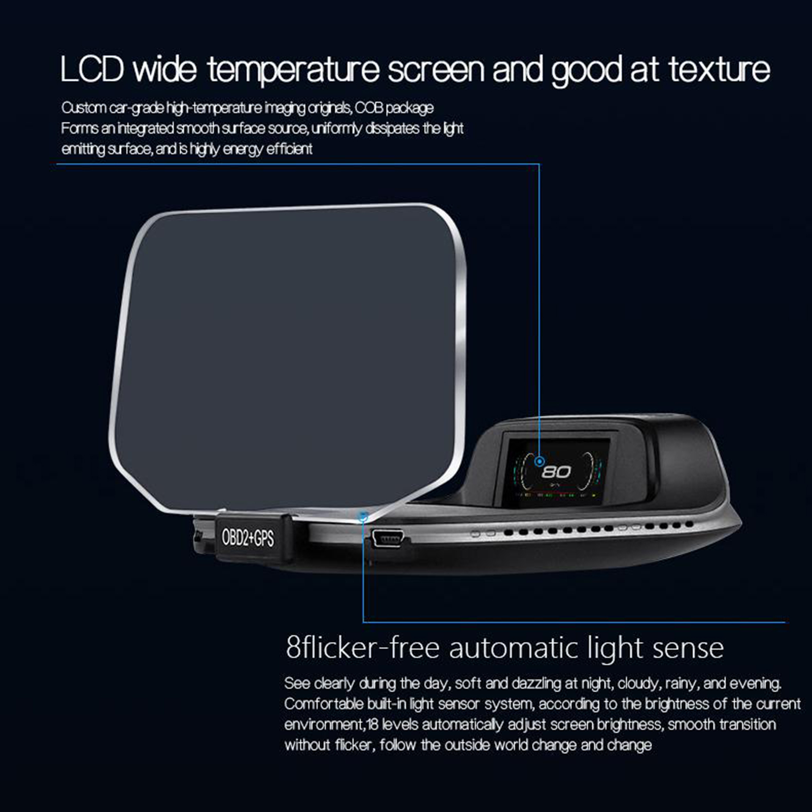 C3 Car HUD Head Up Display GPS+OBD2 Over Speed Warning Speedometer Gauge