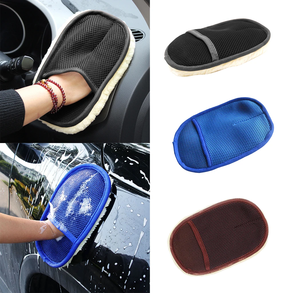 Soft Auto Care Polishing Mitten Cleaning Brush Wool Car Washing Glove