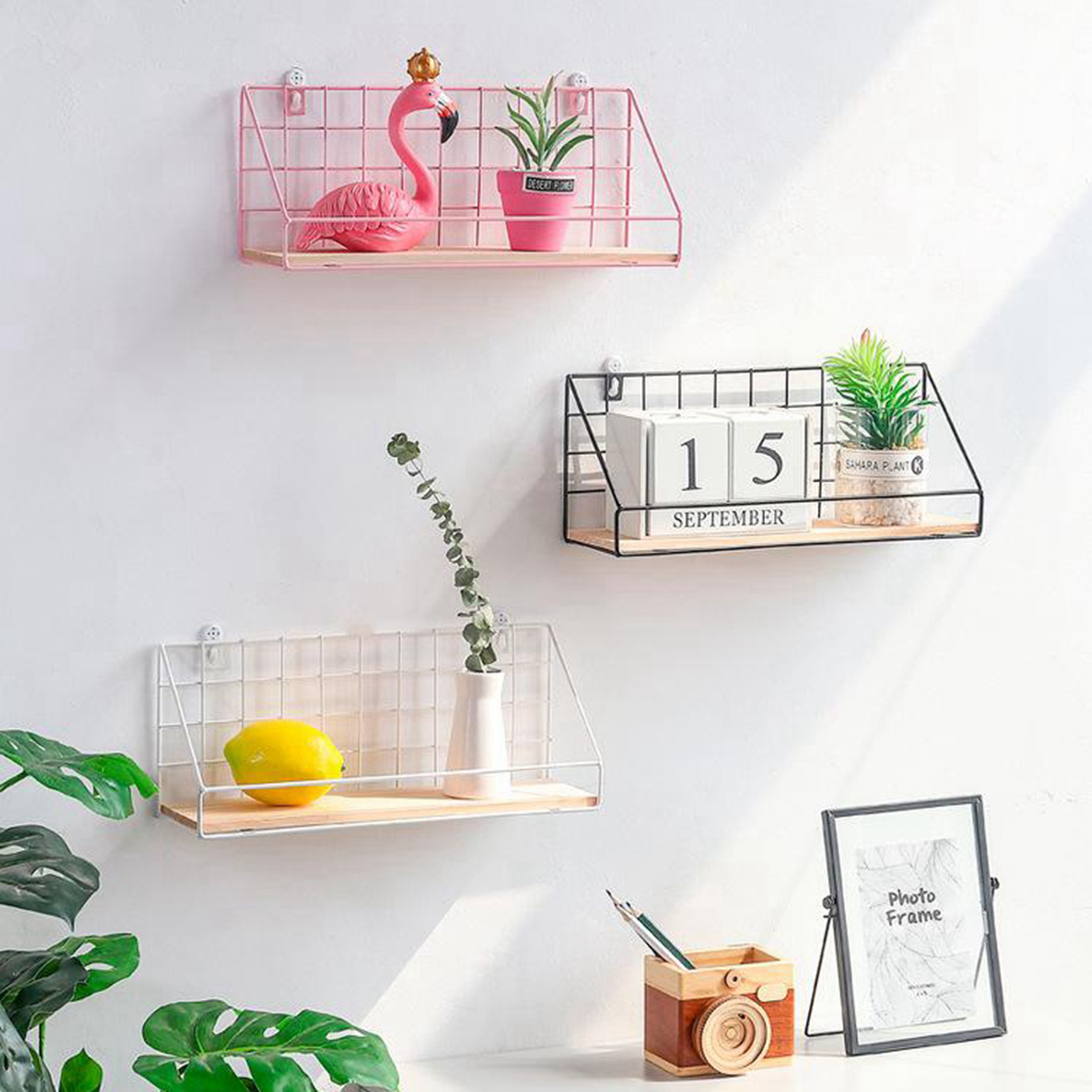 Wall Shelf Organizer Holder Wall Mounted Hanging Storage Organizer Rack Shelves for Home/ Bathroom/ Bedroom