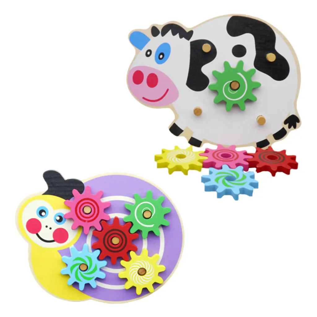 Wood Busy Gears Board Matching Toy Toddler Puzzles Gear Game Montessori Toys for Kids Children Gift