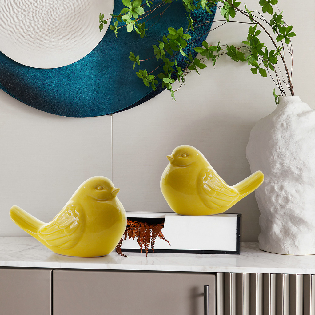 Glazed Ceramic Birds Porcelain Bird Figurine Statue Home Decor Mini Bird Ornaments