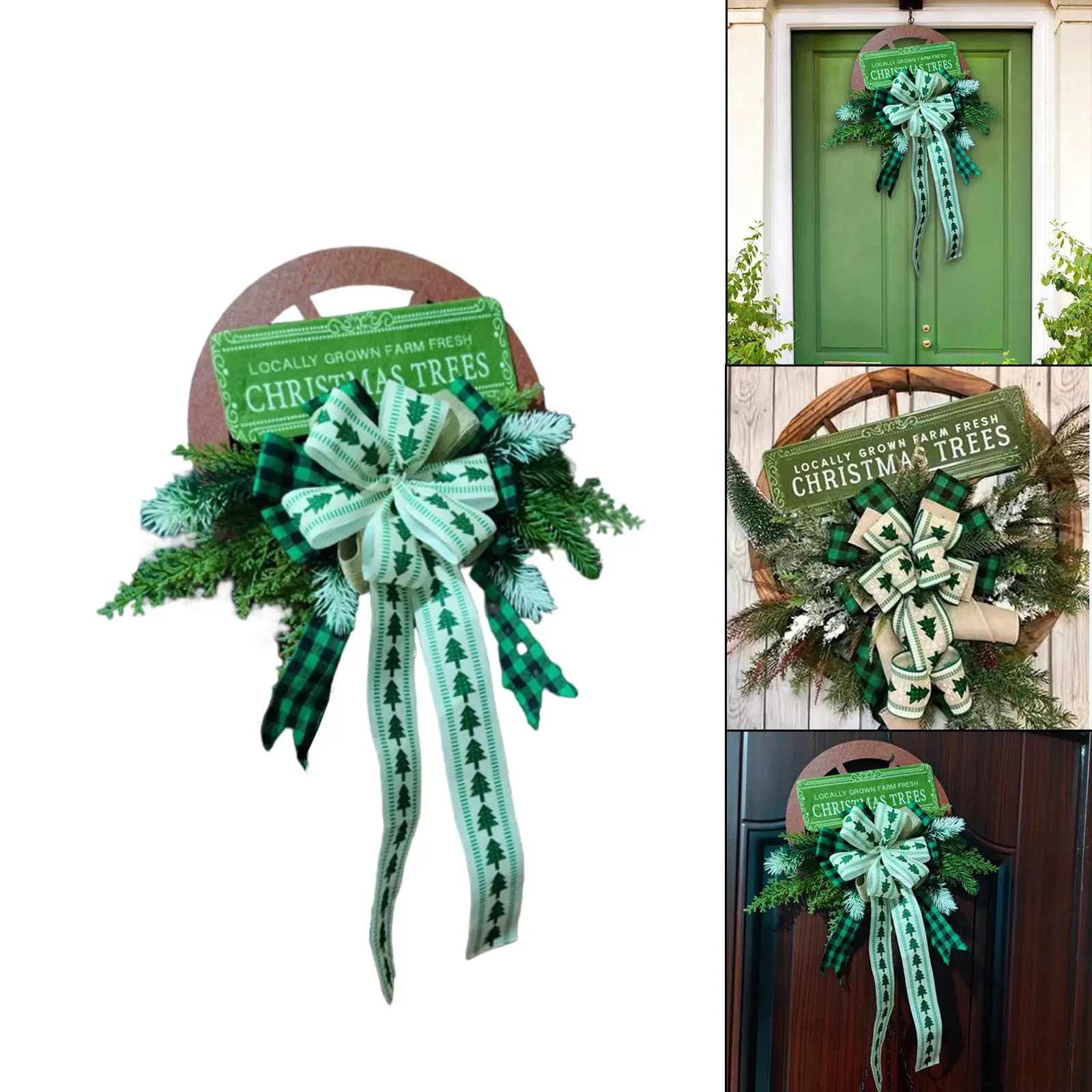 Artificial Christmas Wreath Garland Artificial Leaves Fake Front Door Decor