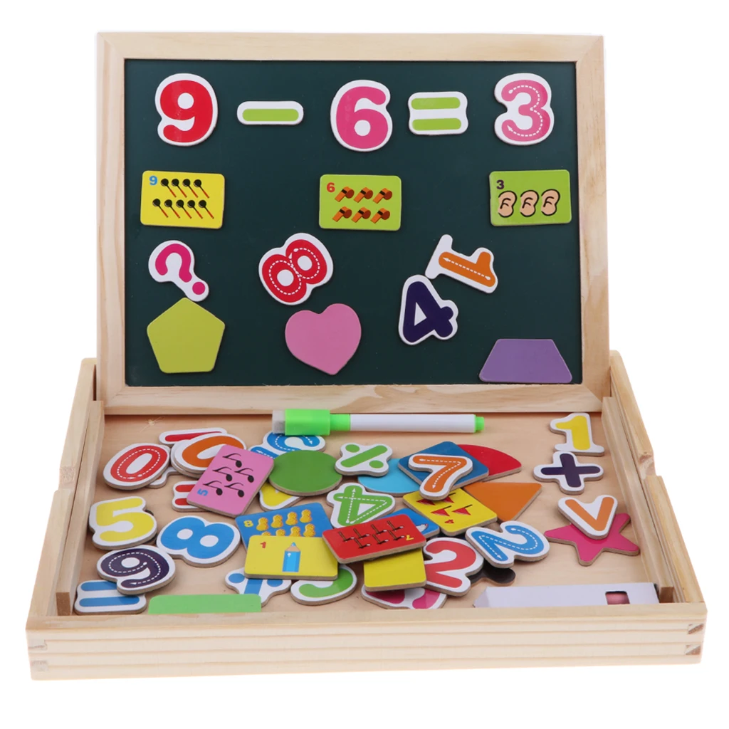 Mathematics & Magnetic Blackboard White Board Wooden Math Box Learning Numbers Letters Kids Educational Toy