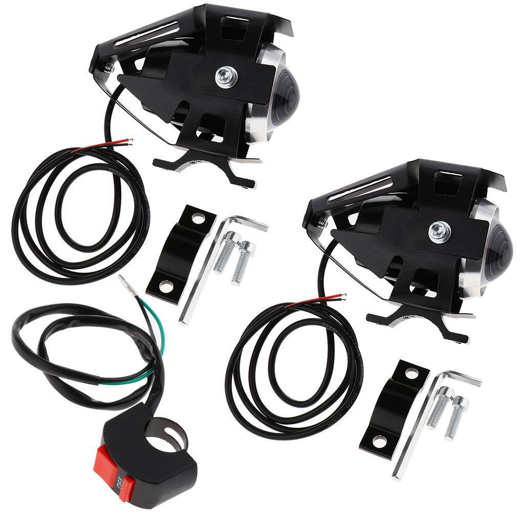 2PCS Motorcycle LED Headlight 125W 3000LM U5 Waterproof Driving Spot Head Lamp Fog Light Switch Motor Accessories 12V 6000K