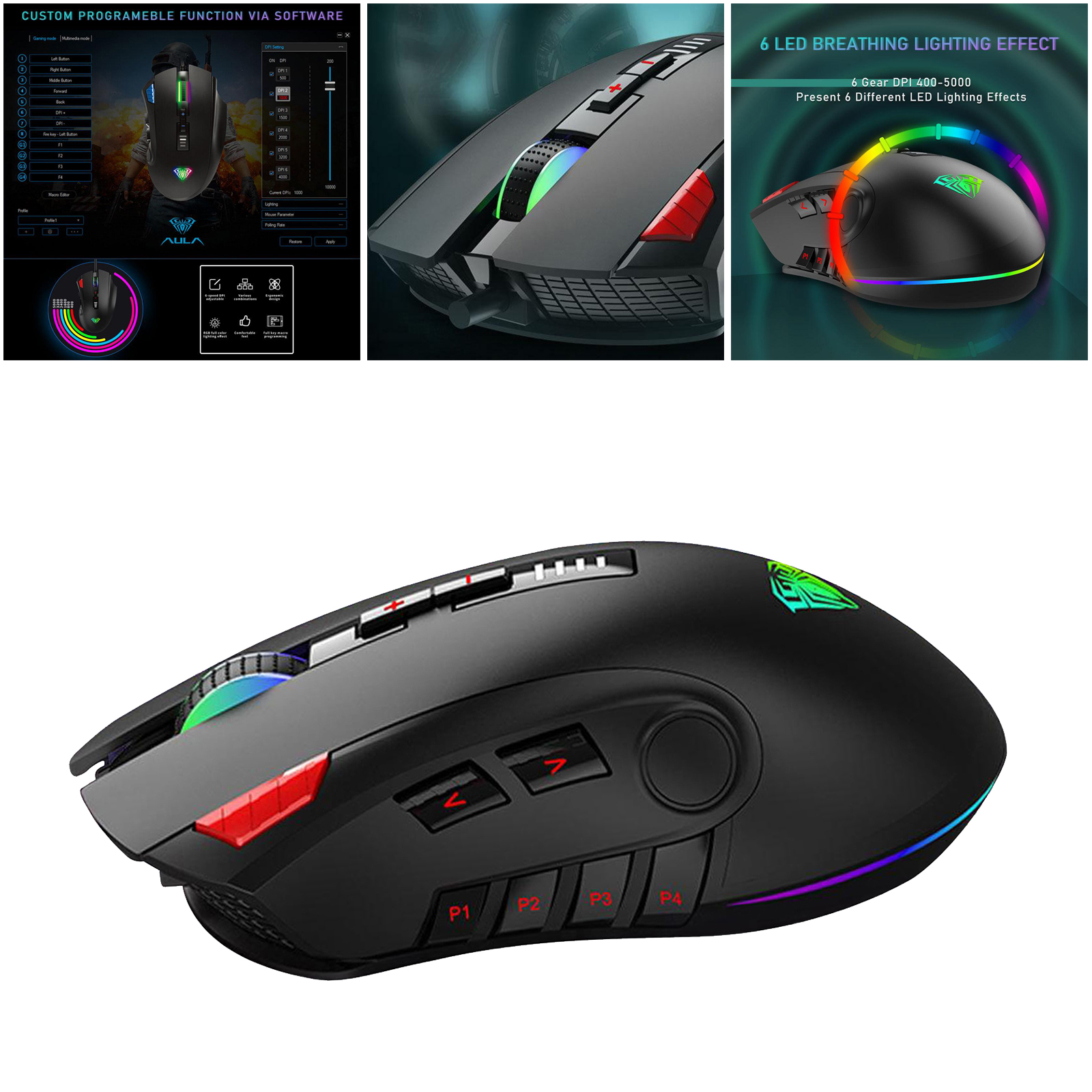 5000 DPI Wired USB Mice Computer Mouse for Gamer Desktop Internet Cafe