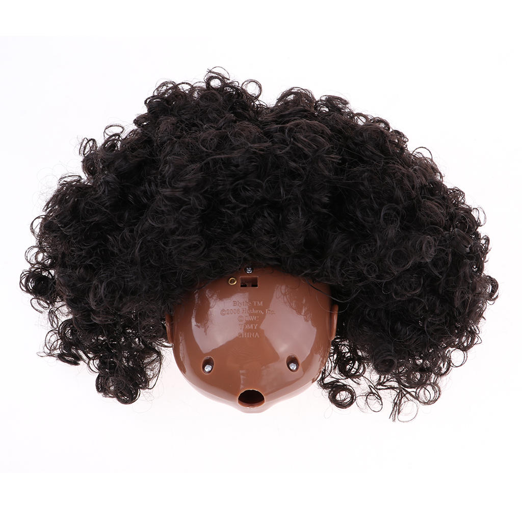 Make-up Tanned Faceplate Backplate Body Parts with Black Afro Short Hair Wig For  Blythe Doll RBL