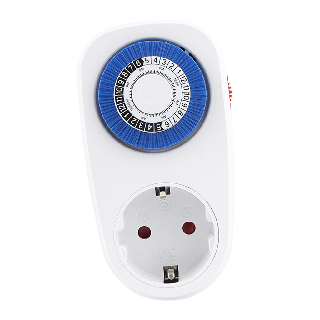 24Hour Mechanical Outlet Timer Home Appliace Interval Clock Wall Plate EU
