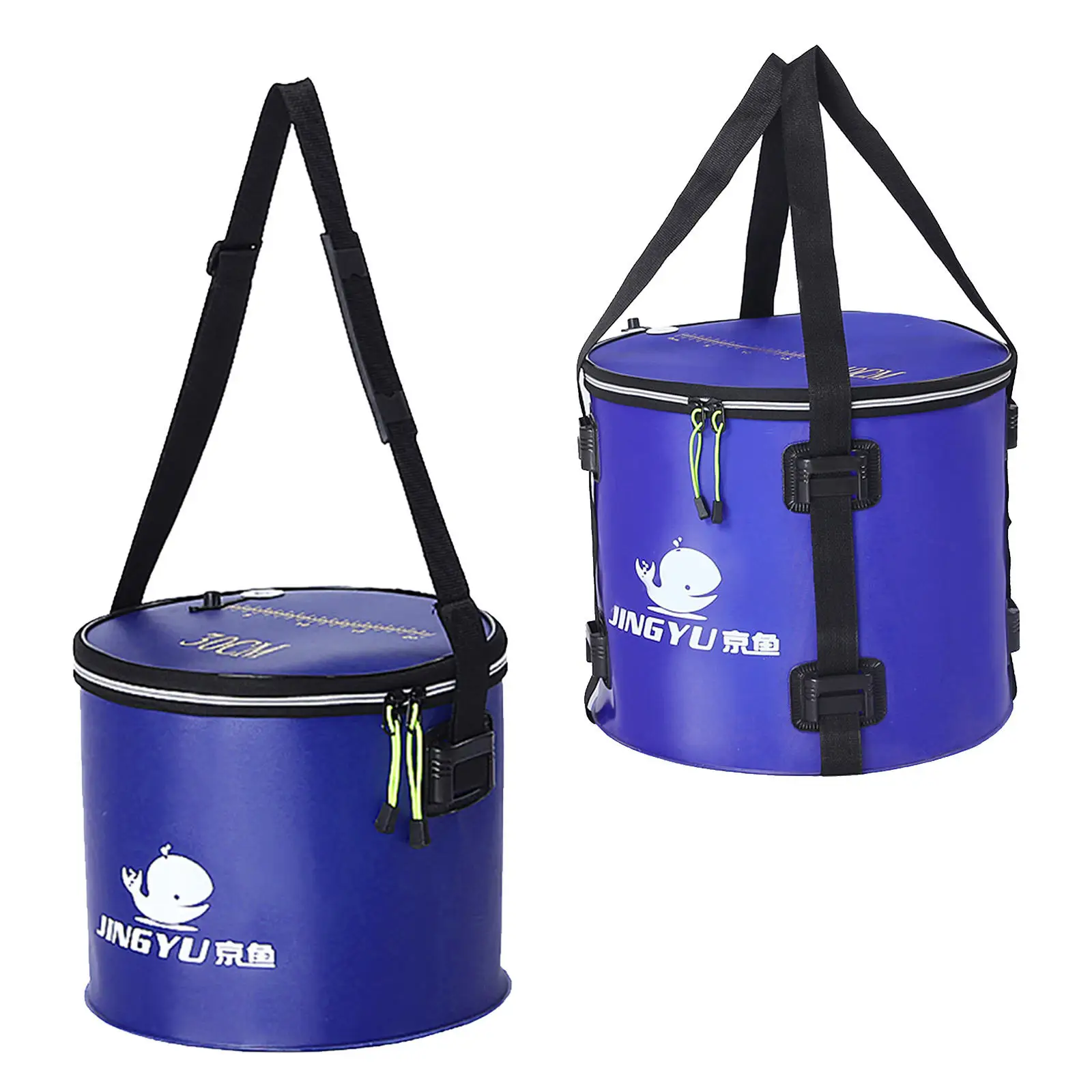 Outdoor Collapsible Fishing Bucket Water Container with Shoulder Strap Water Storage Bag for Fishing Camping BBQ