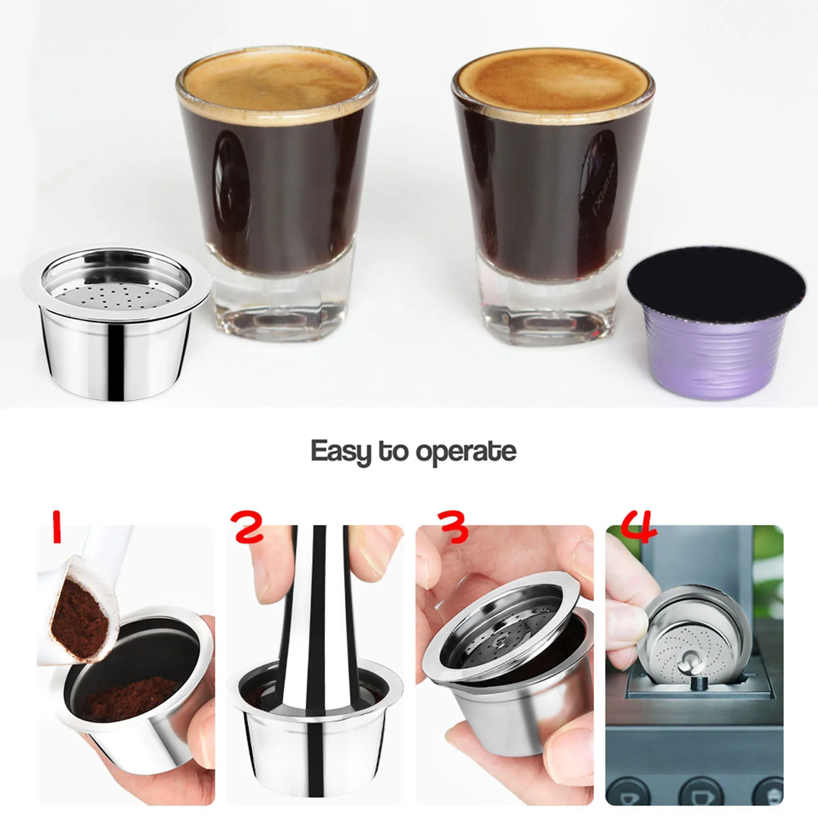Stainless Steel Coffee Capsules Set Fit holders Replacement Filter Cone Maker Accessories For ALDI / Expressi / K FEE