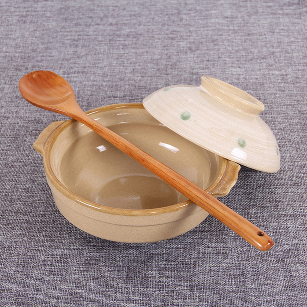 1 piece Long Handle Natural Mixing Wood Spoon 33.5cm Korean Hot Pot Spoon for Coffee Drink Ice Cream Honey