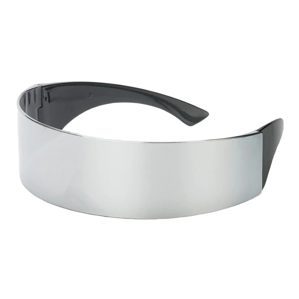 Futuristic Cyclops  Visor Sunglasses with Silver Mirrored Mono Lens