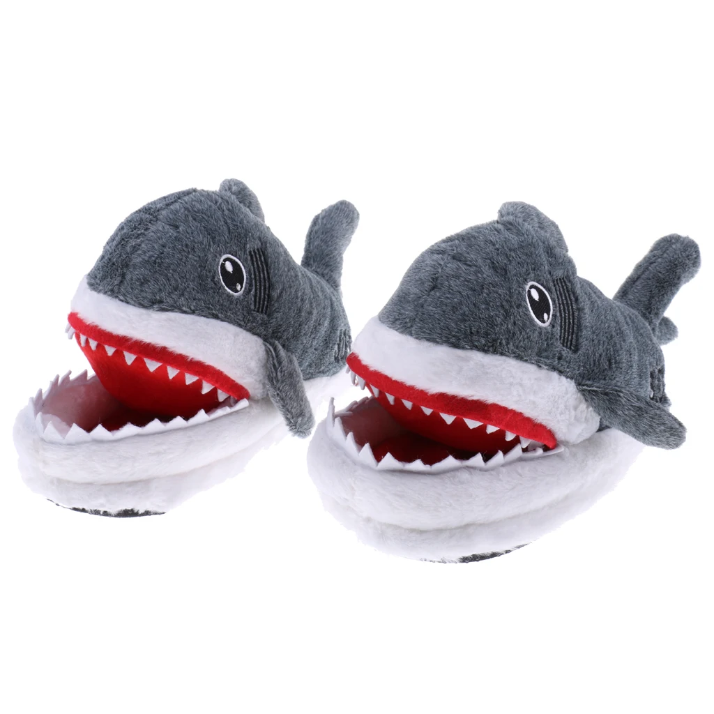 Women Men Shark Warm Soft Plush Slippers Home Winter Slippers Gifts